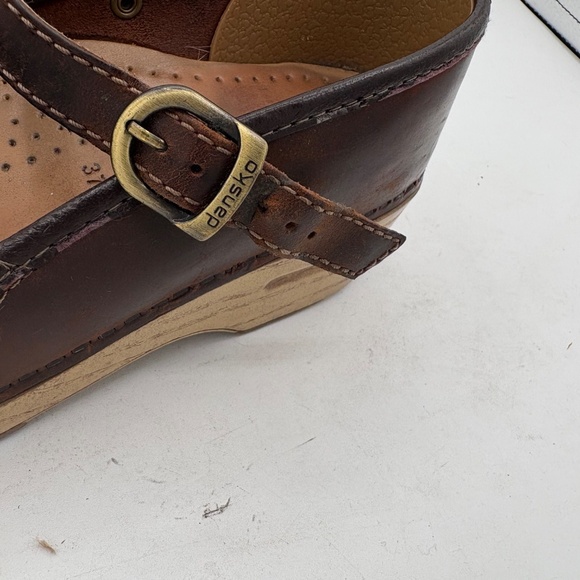 Dansko Marcelle Mary Jane Brown Leather Clogs Women’s size 37 US 6.5-7 - Picture 4 of 13